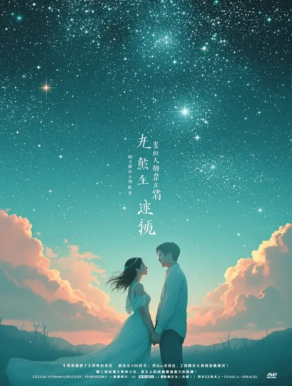 星光下的你 - 漫剧网在线看 甜宠短剧《星光下的你》封面,星空灯串下相望的两人